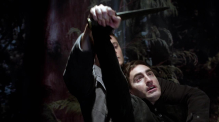 Dean forces Roger to stab himself to death. Dean forces Roger to stab himself to death.